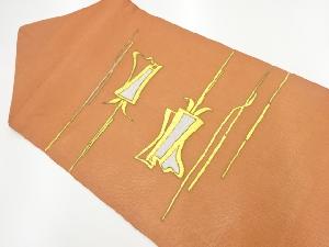 紗 金駒刺繍金彩変わり横段模様名古屋帯